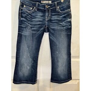BKE Jeans Womens 26 Blue Denim Stella Cropped Capri Western Whip Stitch Low Rise